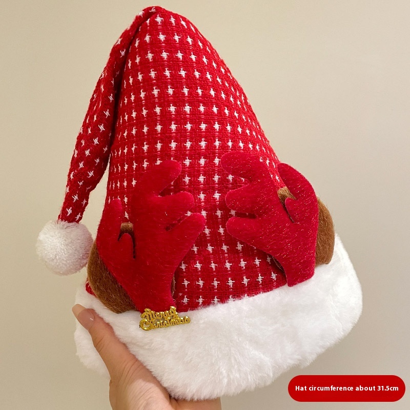 Ears Red Antlers Christmas Hat