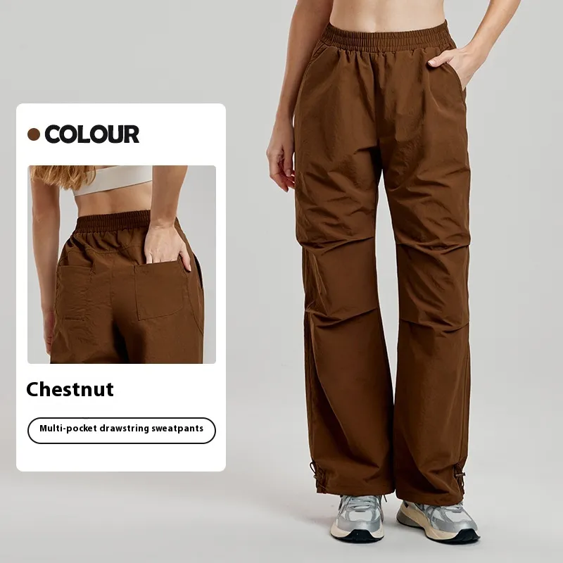 Cargo Pants Women's Autumn Trousers Outdoor Hiking Straight - Chestnut-L