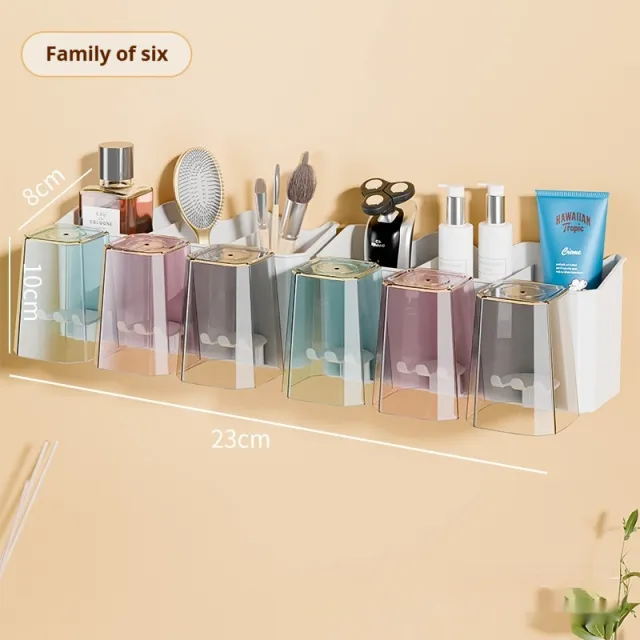 Punch free Toothbrush Rack Family Pack Gargle Cup Storage Six Ports Cups Six Ports Home - Shop at LoveMi