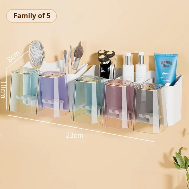 Punch free Toothbrush Rack Family Pack Gargle Cup Storage Five Cup Five Families - Shop at LoveMi
