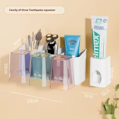 Punch-free Toothbrush Rack Family Pack Gargle Cup Storage - Three Cup Toothpaste Dispenser - View 1