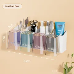 Punch-free Toothbrush Rack Family Pack Gargle Cup Storage - Family Of Four Cups - View 1