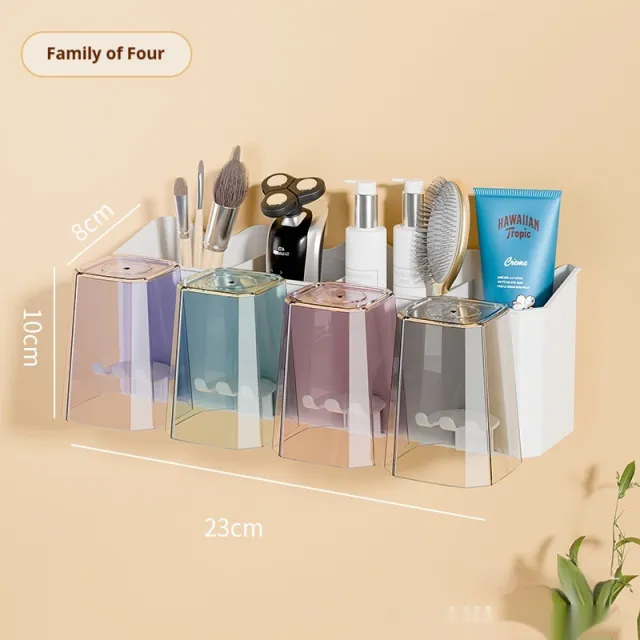 Punch free Toothbrush Rack Family Pack Gargle Cup Storage Family Of Four Cups - Shop at LoveMi