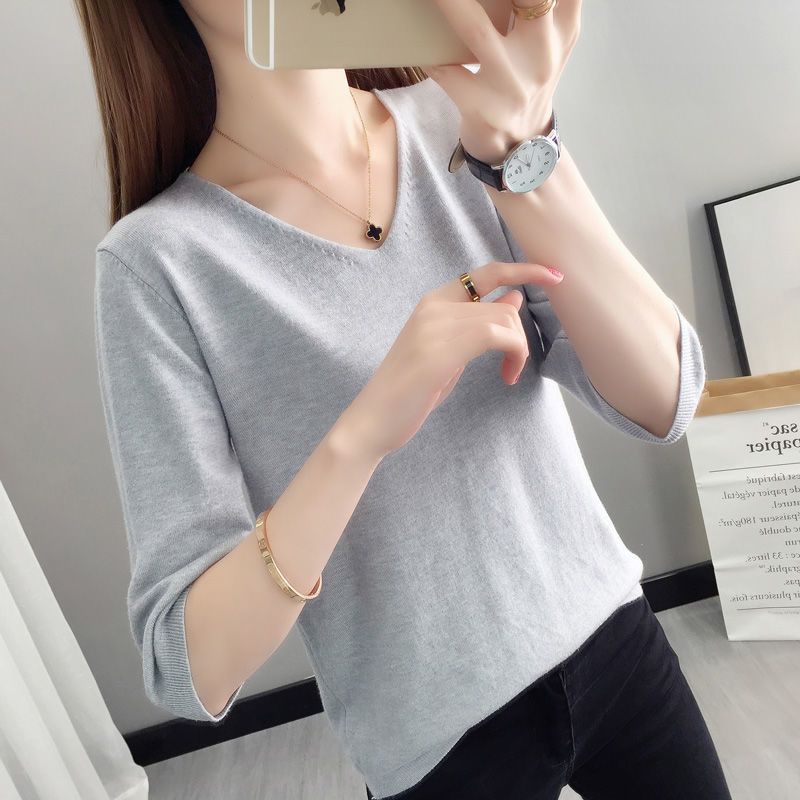 Title 2, Eis Seide Damen Pullover, Dreiviertelarm Top, l...