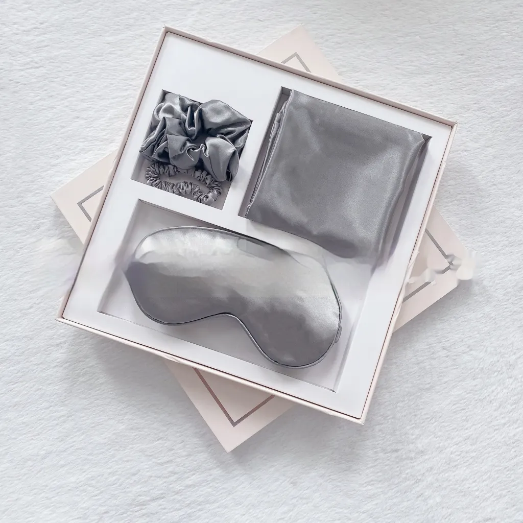 Hand Gift Box Eye Mask Set Four Piece Set - Dark Gray