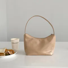 Special-interest Design Lunch Box Handbag Simple Soft Leather Fashion Shoulder Bag - Apricot - View 1