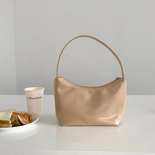 Special interest Design Lunch Box Handbag Simple Soft Leather Fashion Shoulder Bag Apricot - Shop at LoveMi