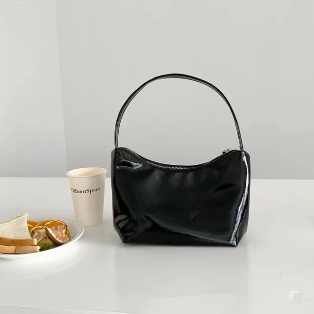 Special interest Design Lunch Box Handbag Simple Soft Leather Fashion Shoulder Bag Black - Shop at LoveMi