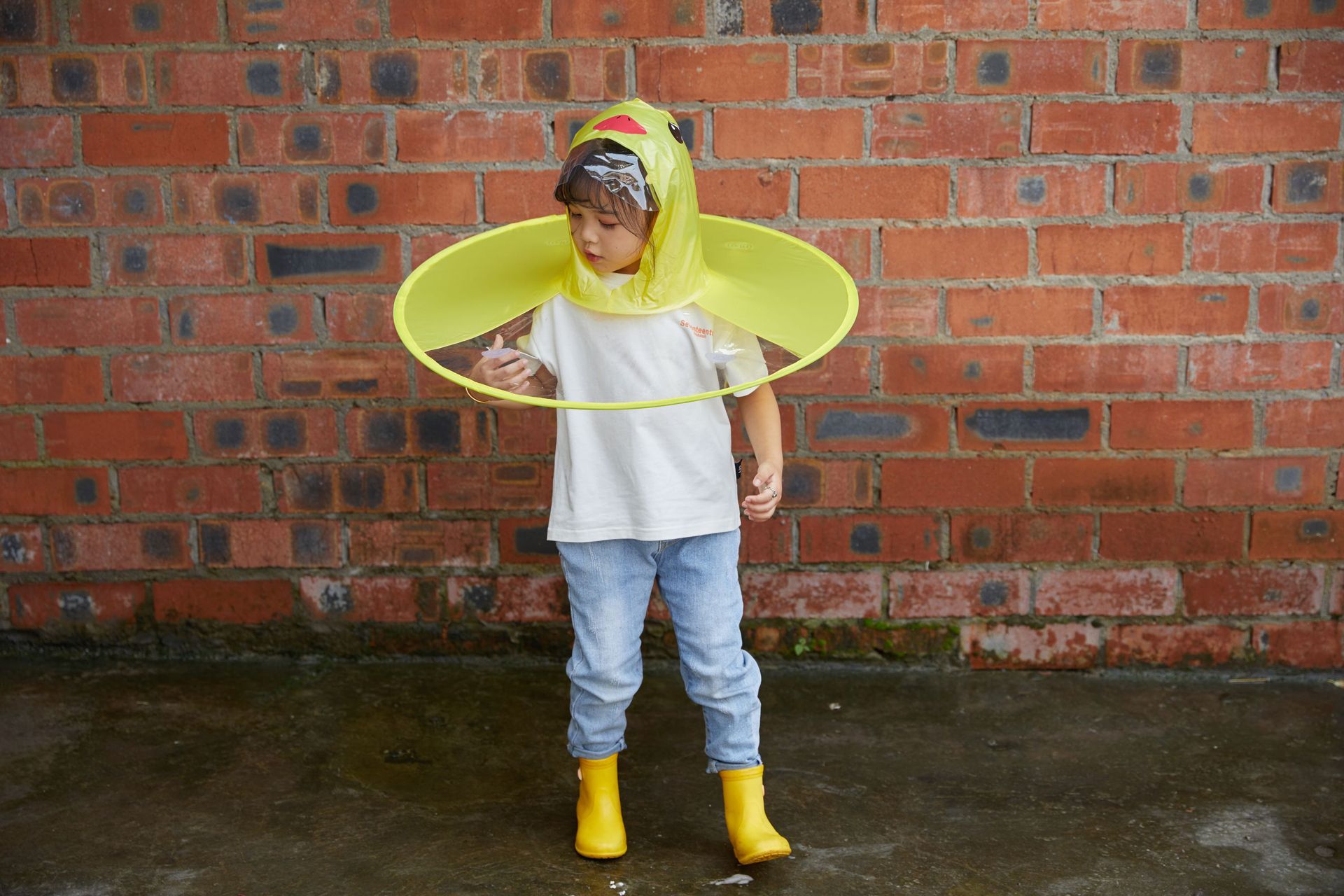 Title 6, Small Yellow Duck Flying Saucer Children Rainco...