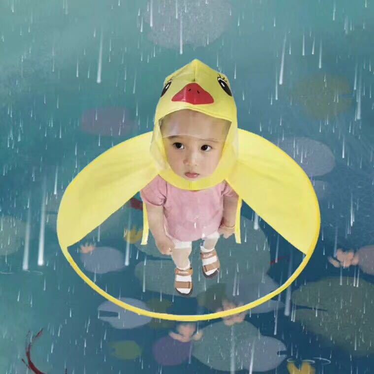 Small Yellow Duck Flying Saucer Children Raincoat Cartoon Poncho