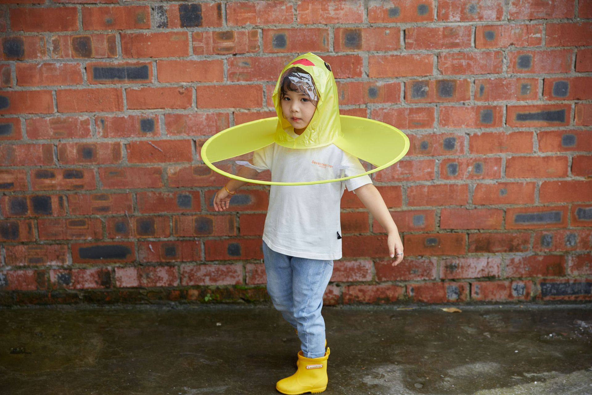 Title 4, Small Yellow Duck Flying Saucer Children Rainco...