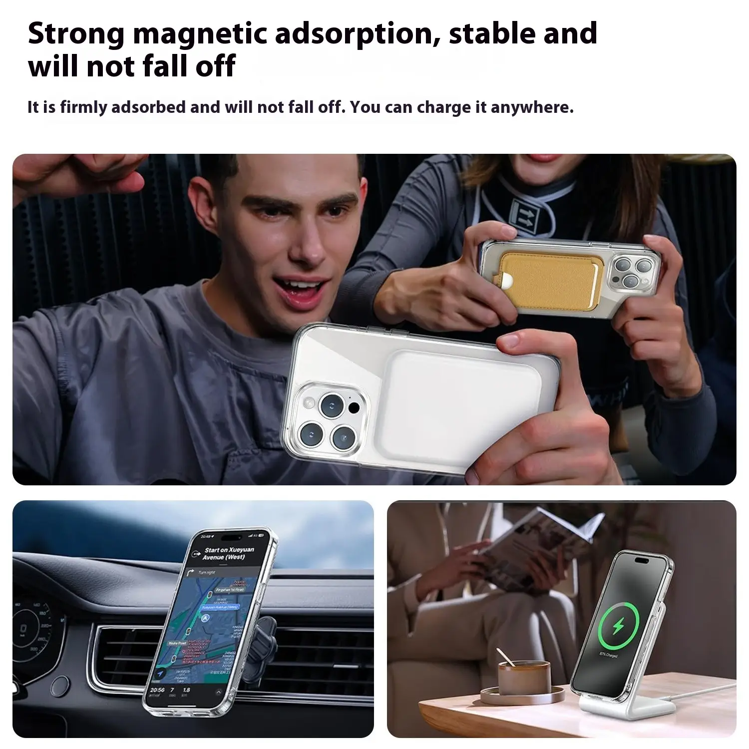 Magnetic Transparent Wireless Phone Case
