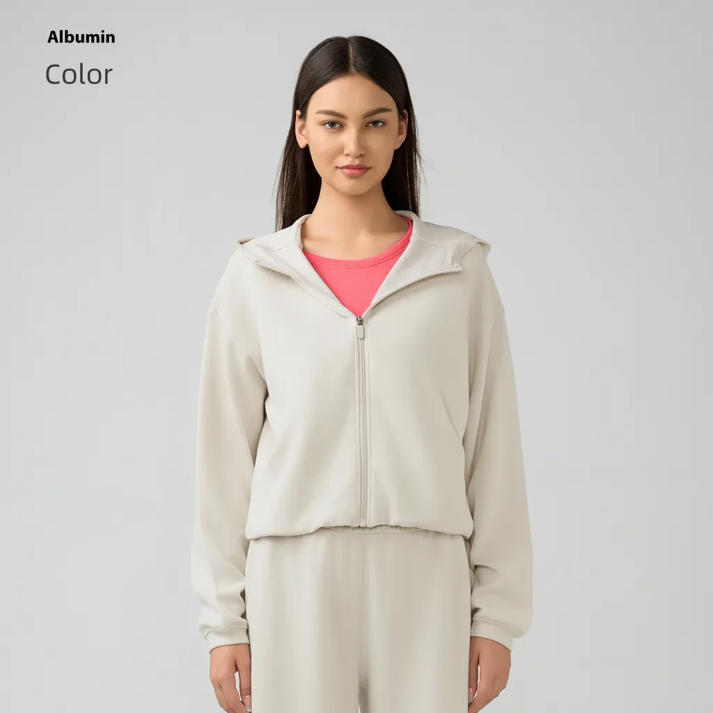 Hooded Zip Cardigan Coat Female Autumn Winter Coat - Albumin