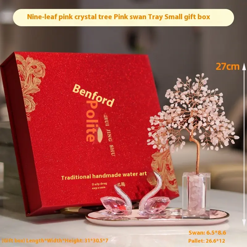 Crystal Rich Tree Swan TV Wine Cabinet Bedside Table Home Decoration