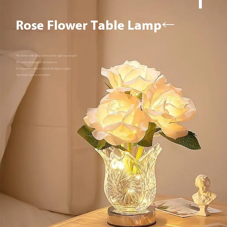 Crystal Flowers Table Lamp Bedroom Bedside Room