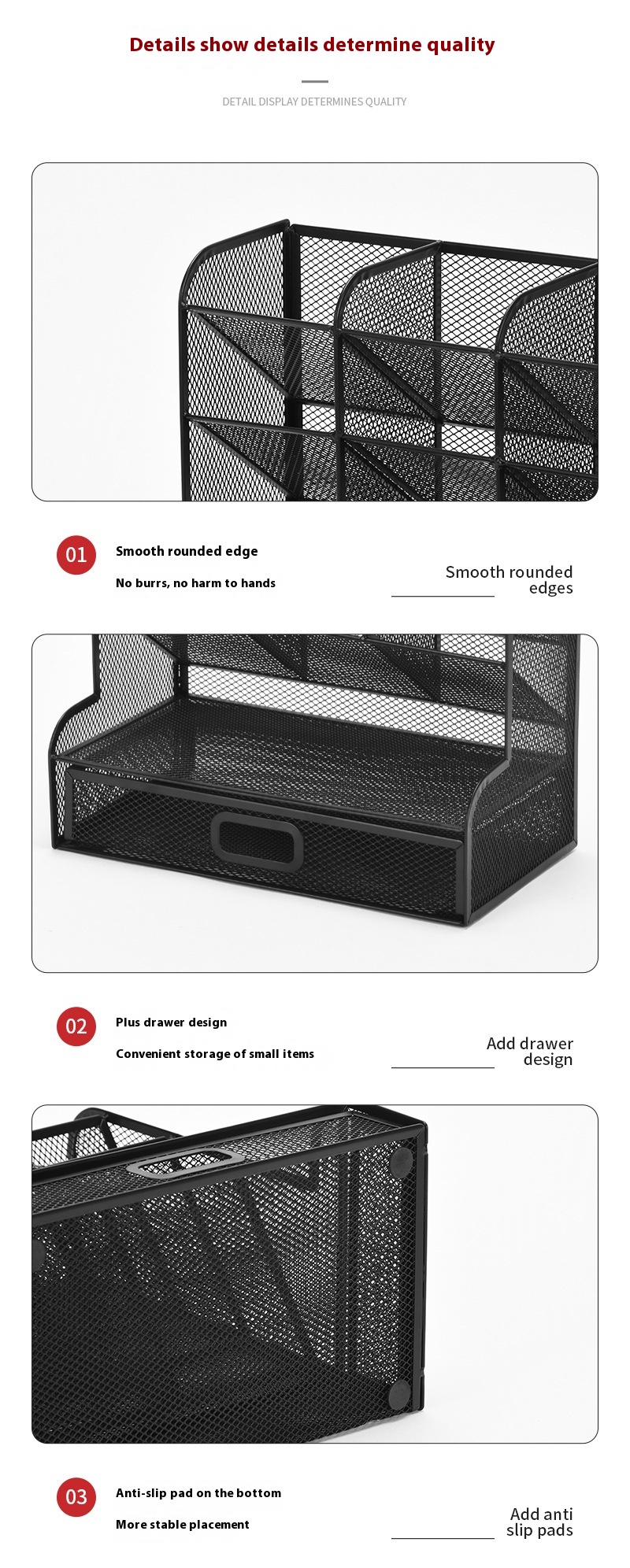 Title 8, Metal Jiugongge Pen Holder Cosmetic Drawer Stor...