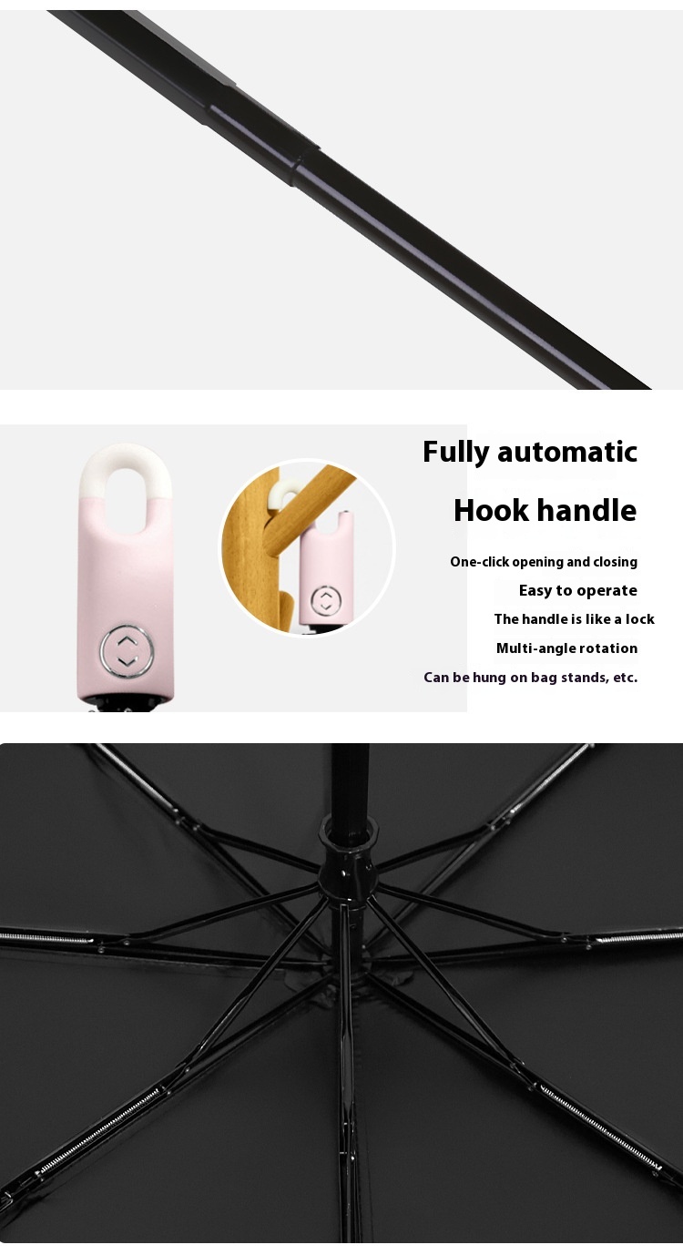 Title 7, Donut Hook Tri-fold Automatic Lock Umbrella