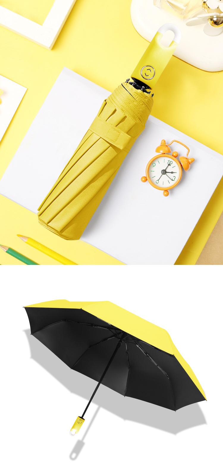 Title 6, Donut Hook Tri-fold Automatic Lock Umbrella