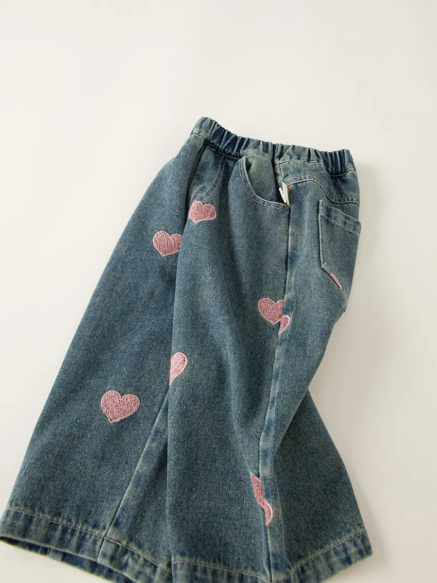 Girl's Love Jeans Wide-leg Straight Pants