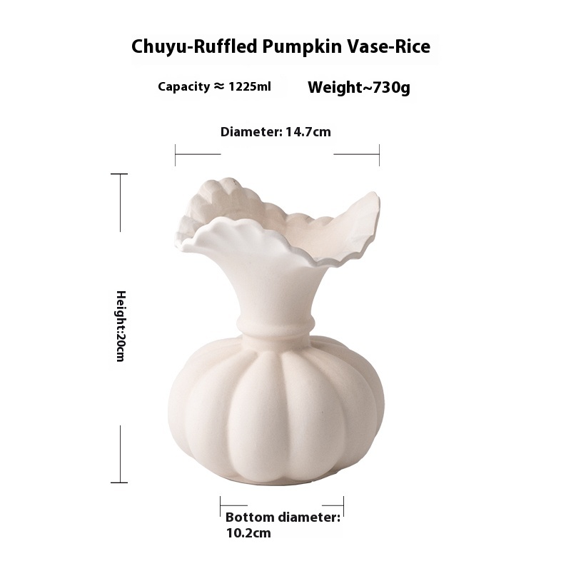 Flounced Pumpkin Vase Beige