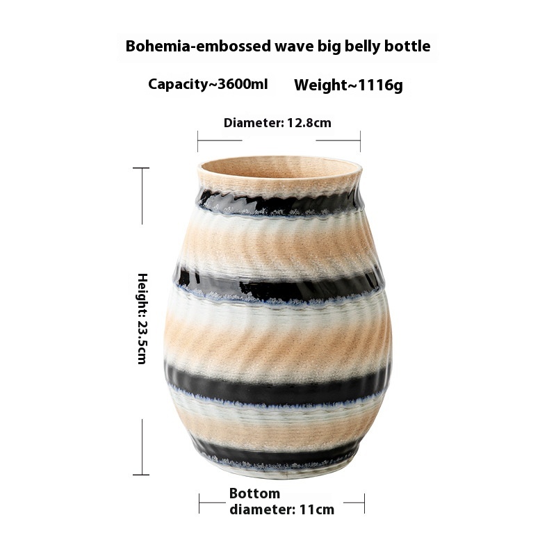 Embossed Wave Big Belly Bottle