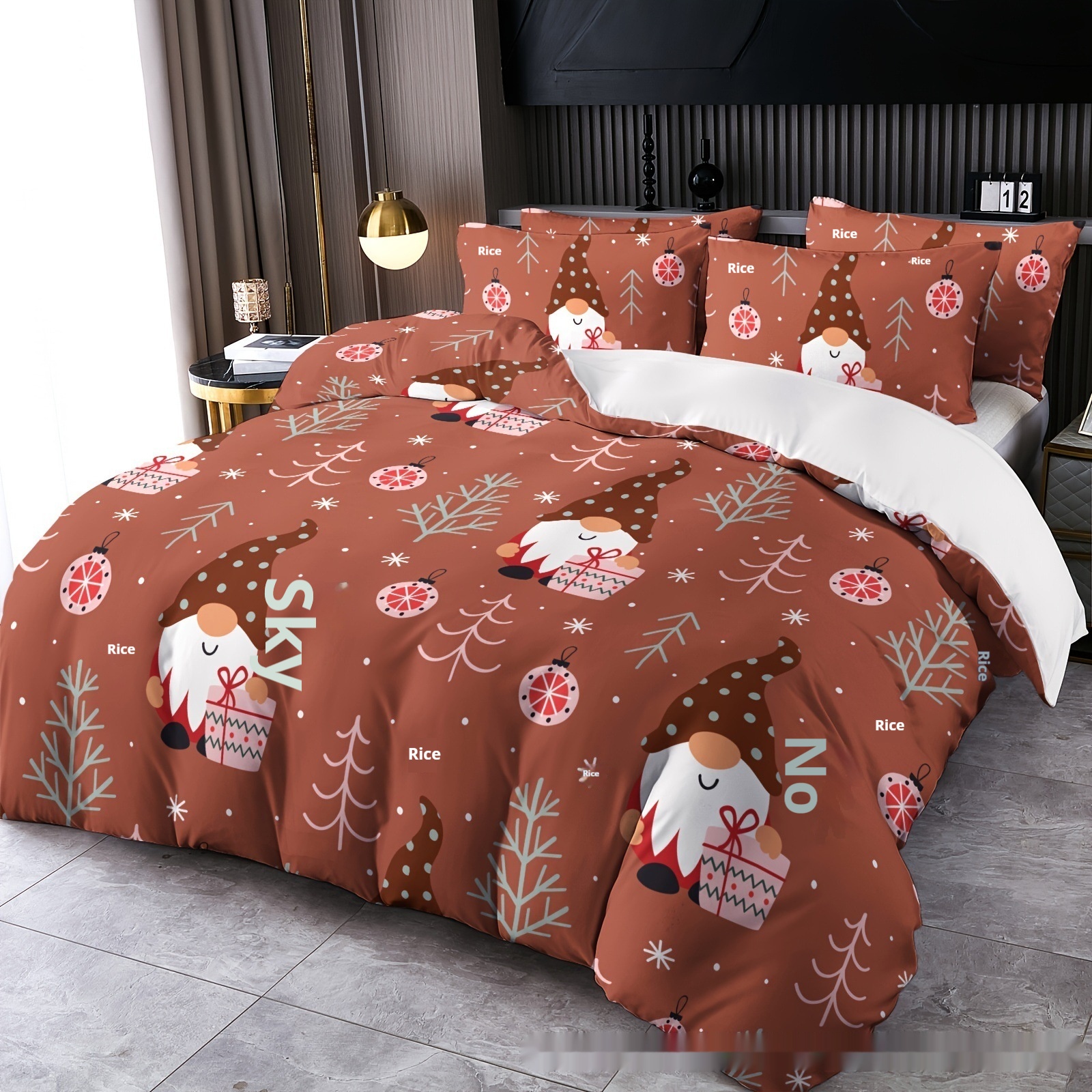 Title 6, Digital Printing Christmas Holiday Pattern Bedd...