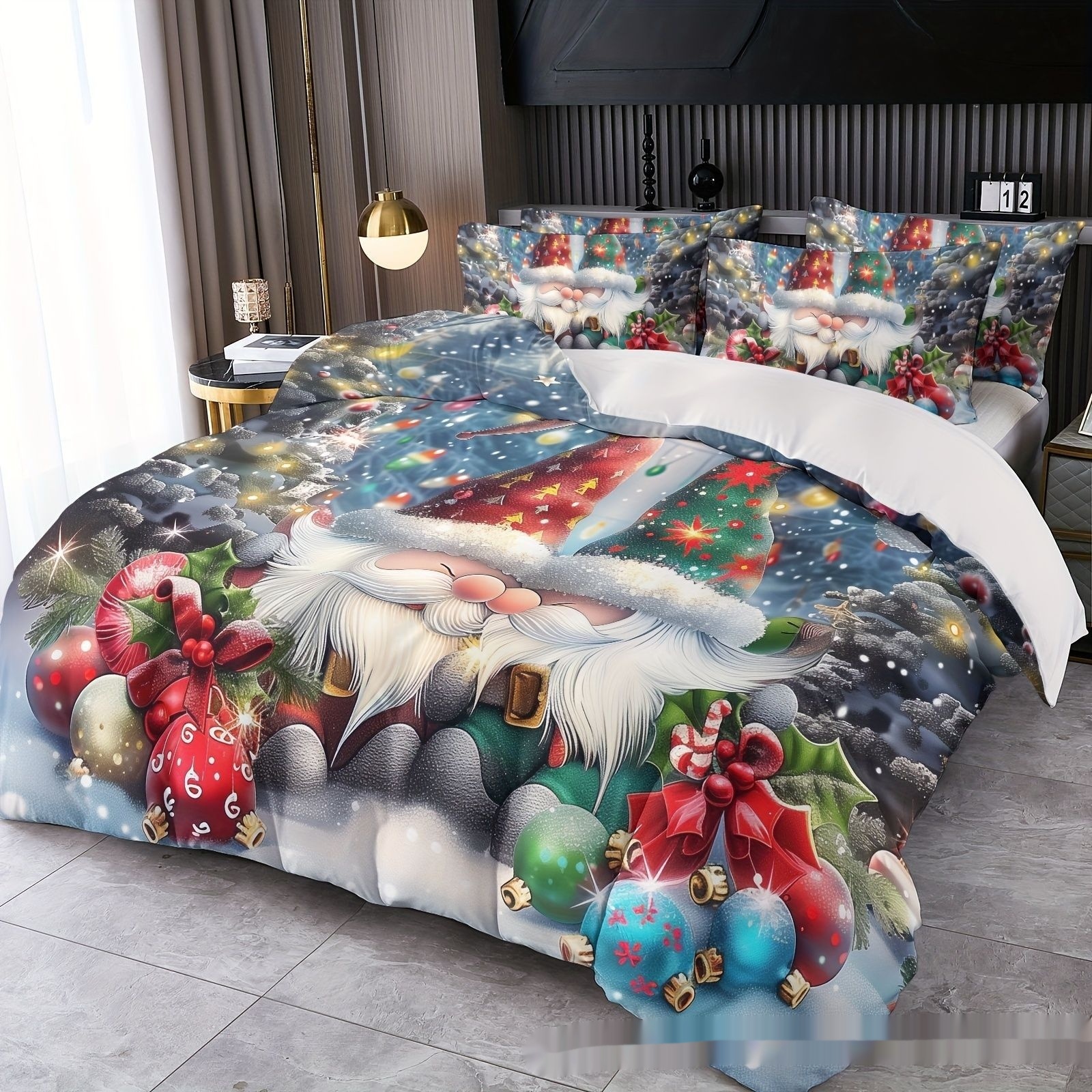 Title 4, Digital Printing Christmas Holiday Pattern Bedd...