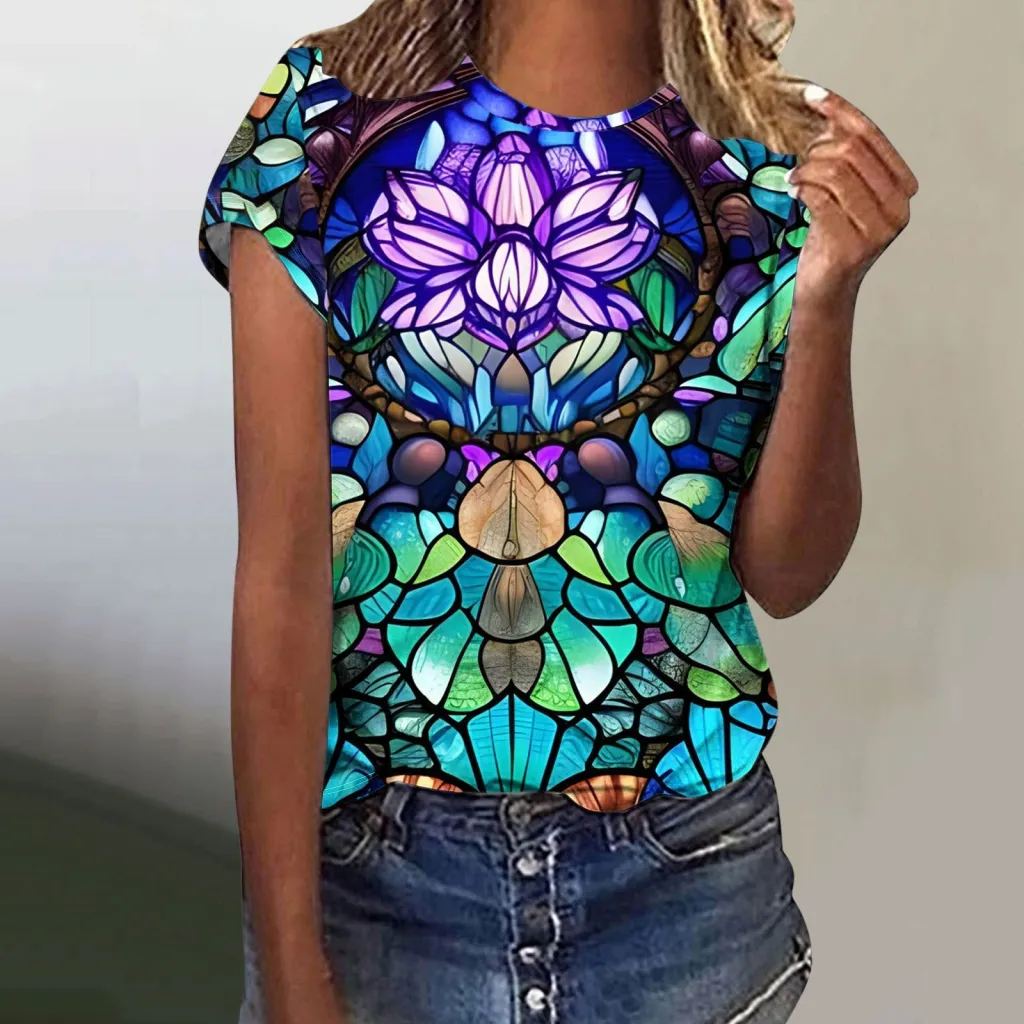 Digital Printing Butterfly Short Sleeve - Dxxtch5315