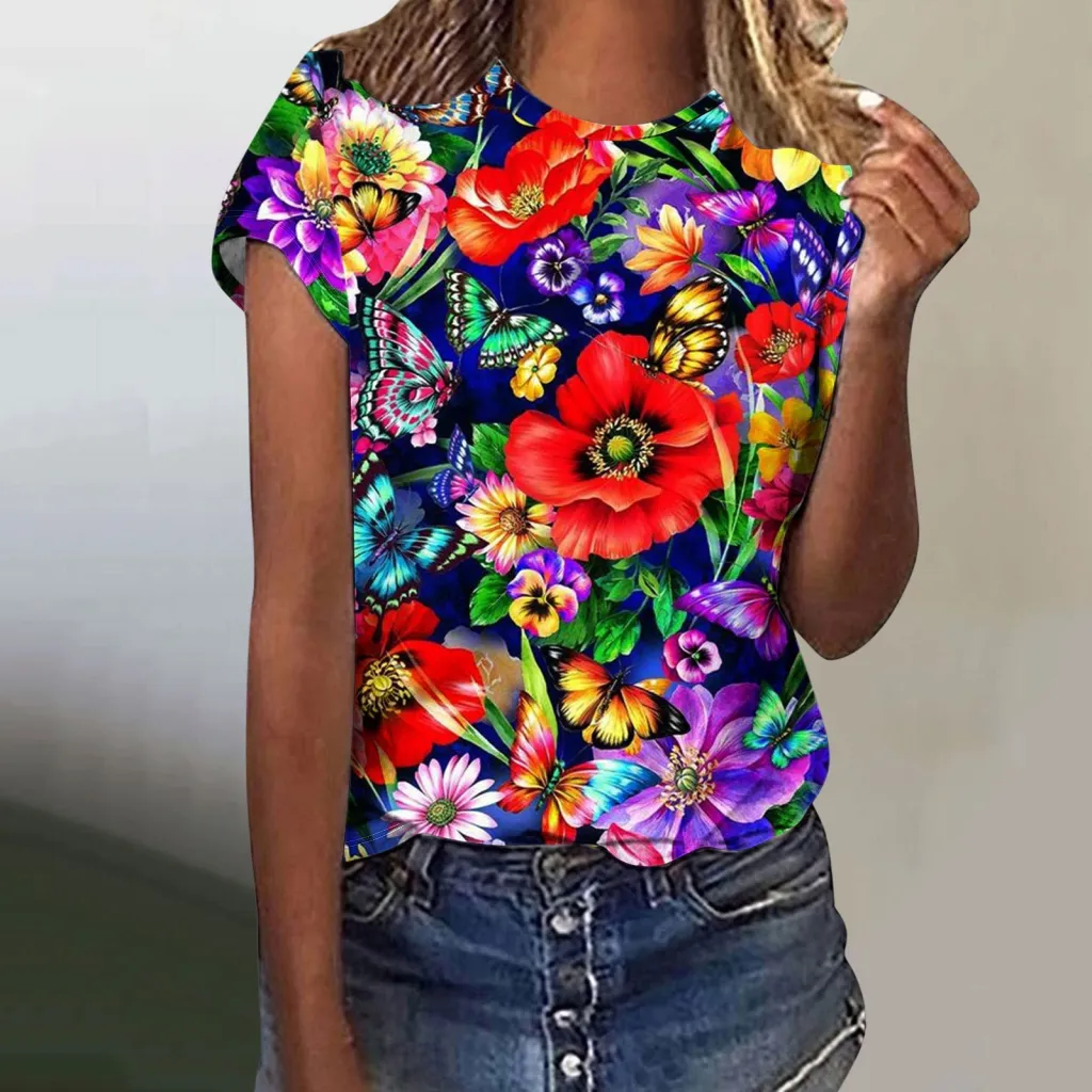 Digital Printing Butterfly Short Sleeve - Dxxtch5311
