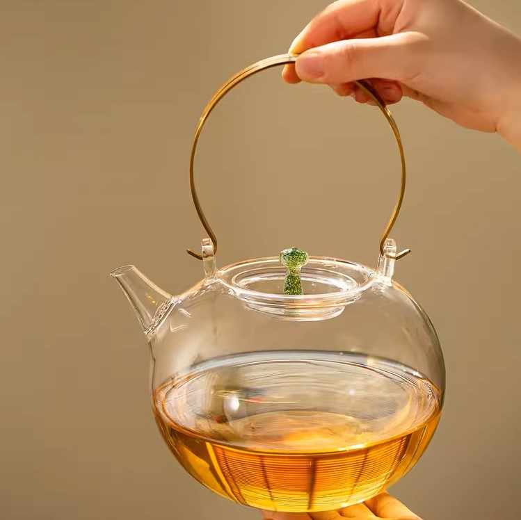 Title 3, Copper Lifting Handle Glass Kettle Large Capaci...