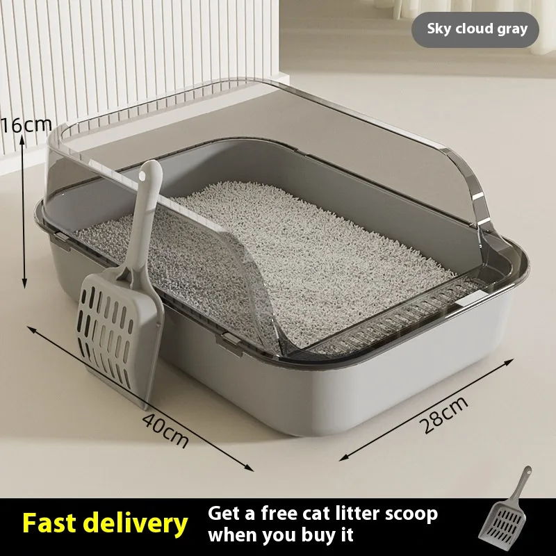 Litter Box Splash-proof Semi-closed - Medium Cloud Gray