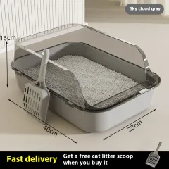 Litter Box Splash-proof Semi-closed - Medium Cloud Grey - View 1