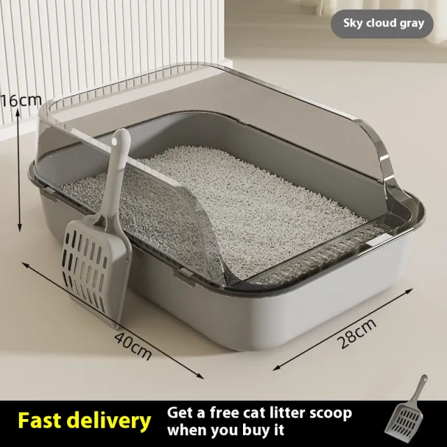 Litter Box Splash proof Semi closed Medium Cloud Gray - Shop at LoveMi