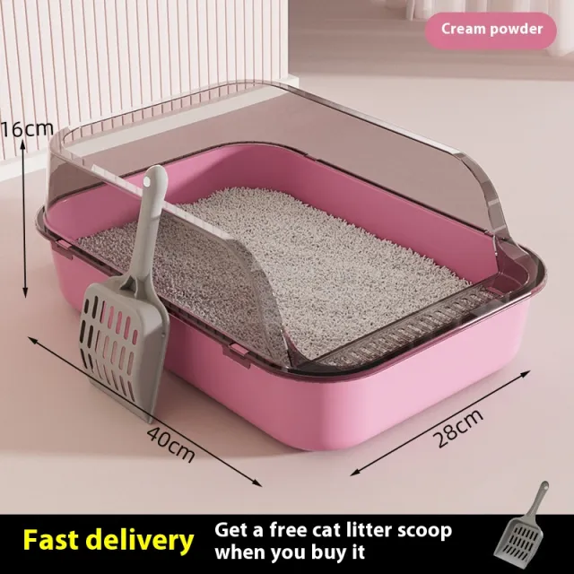 Litter Box Splash proof Semi closed Medium Cream Powder - Shop at LoveMi