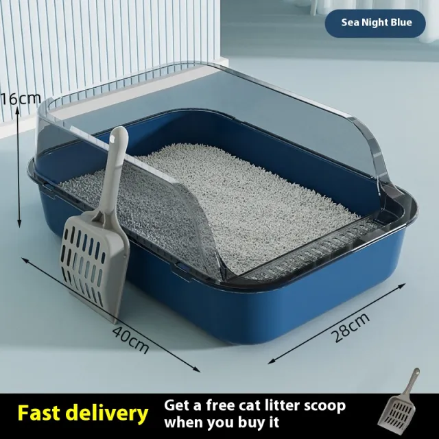 Litter Box Splash proof Semi closed Medium Medium Sea Night Blue - Shop at LoveMi