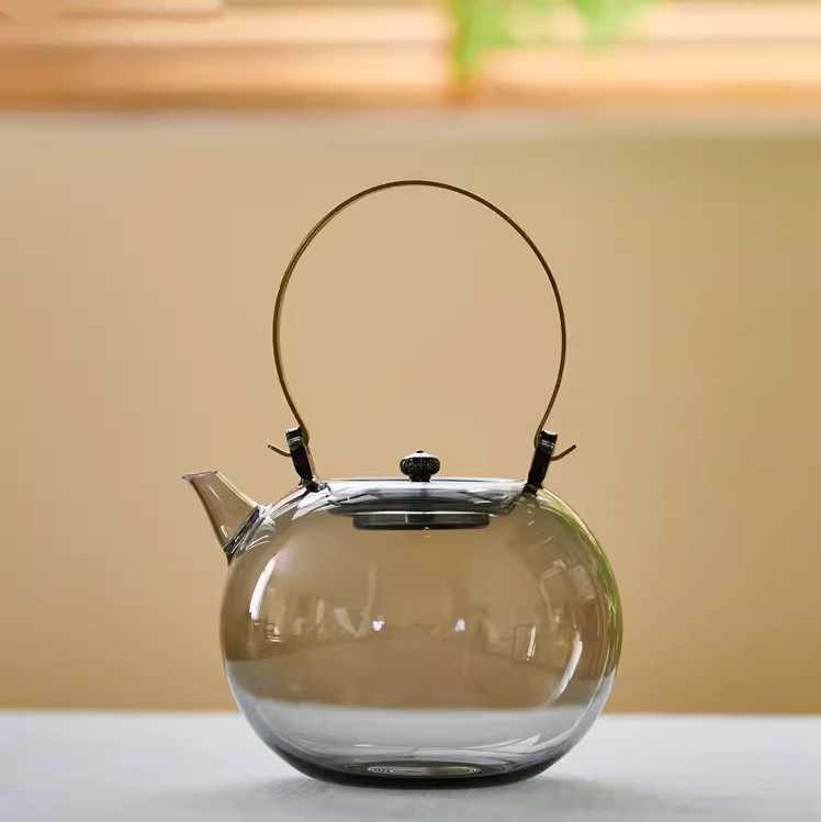 Title 4, Copper Lifting Handle Glass Kettle Large Capaci...