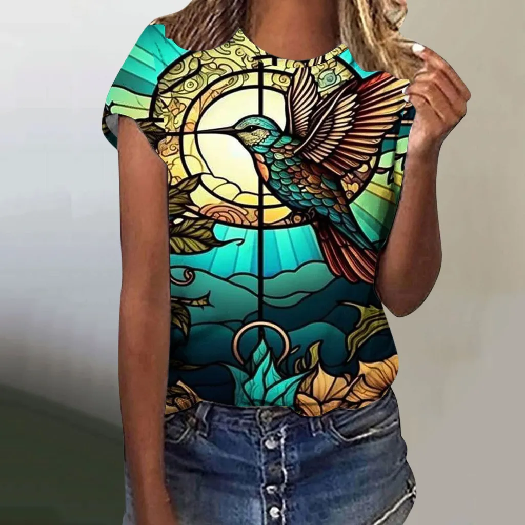 Digital Printing Butterfly Short Sleeve - Dxxtch5329