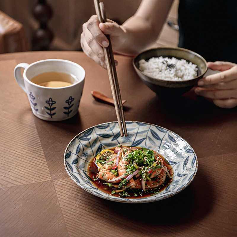 صحون بورسلين بطبقة تحتية بنقشة كيكيو العتيقة العميقة