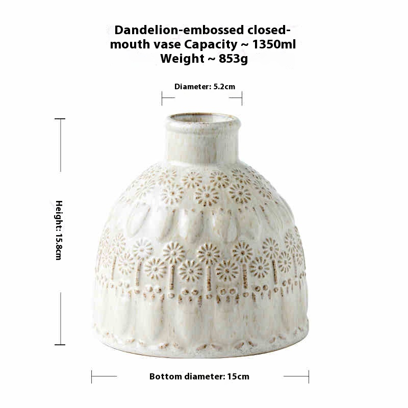 Dandelion Embossed Closed Vase