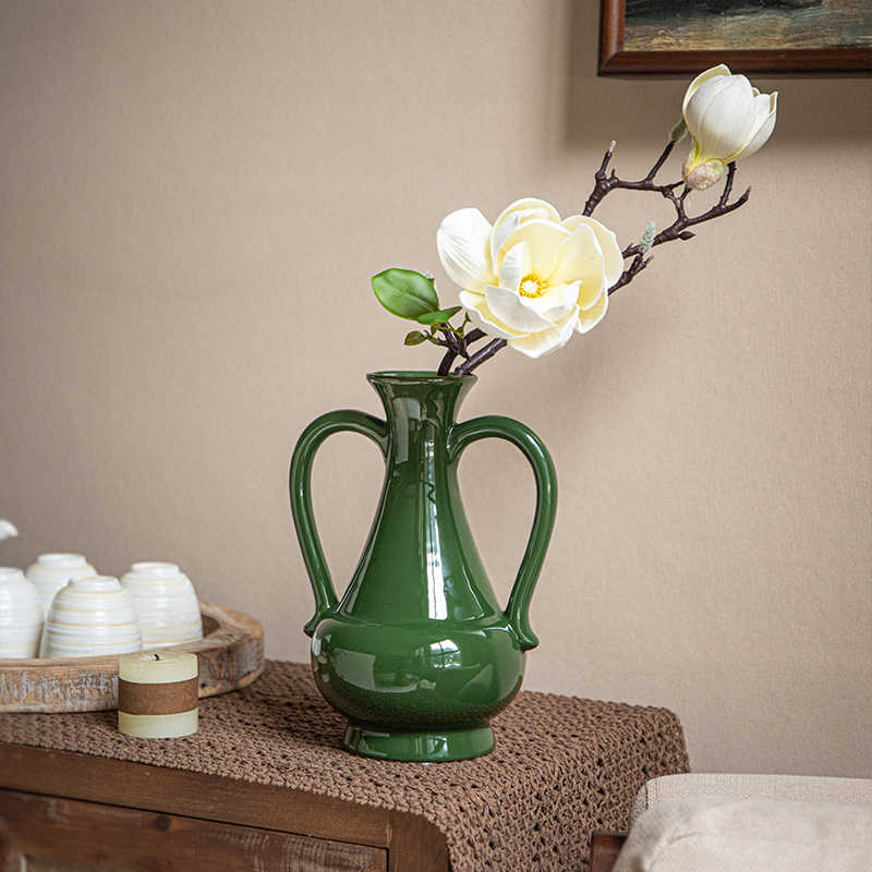 Title 2, Vintage Green Binaural Ceramic Vase table decor...