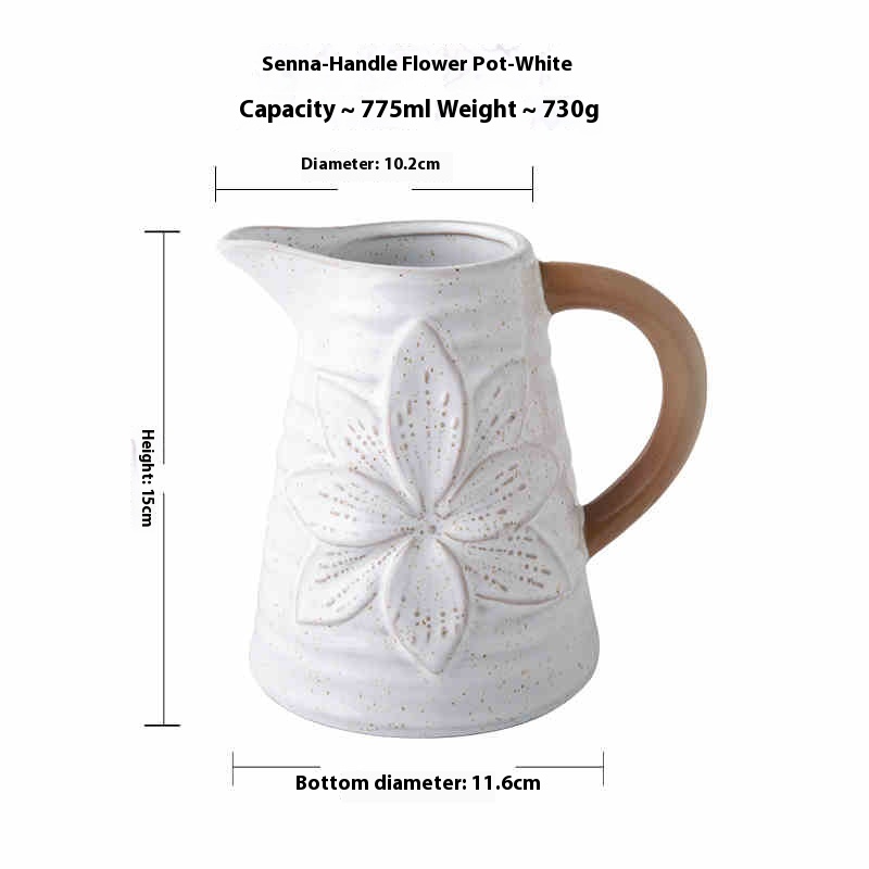 Handle Flower Pot White