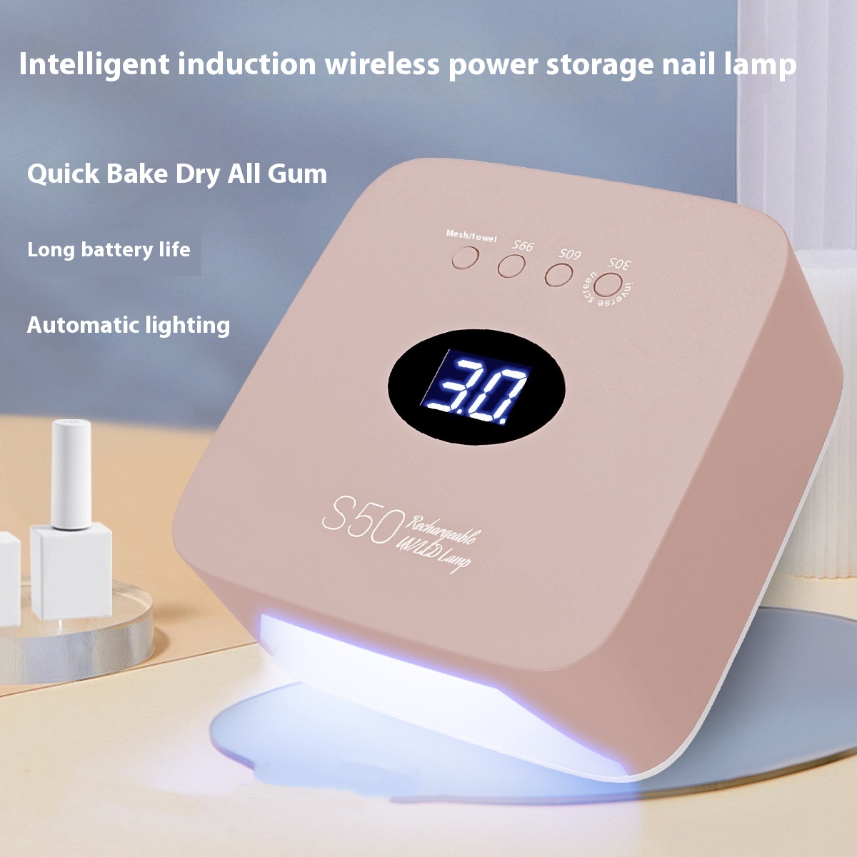 Factory Wholesale S50 Night Market Fantastic Stall Machine Nails Phototherapy Lamp Power Supply Wireless Power Storage Charging Hot Lamp
