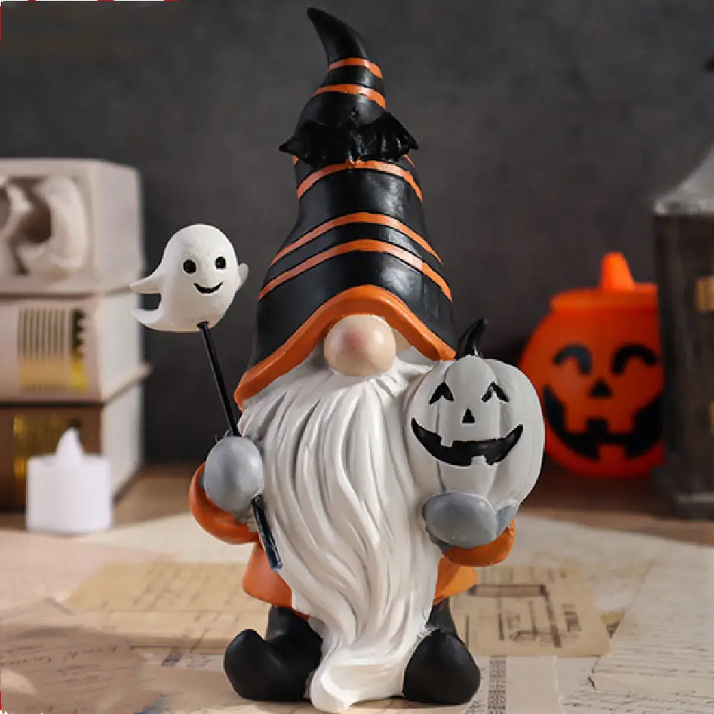 Halloween Pumpkin Elf Wizard Mini Resin Ornament