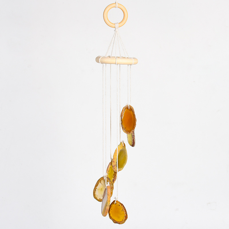 Title 6, Irregular Color Agate Slice Wind Chimes Home De...