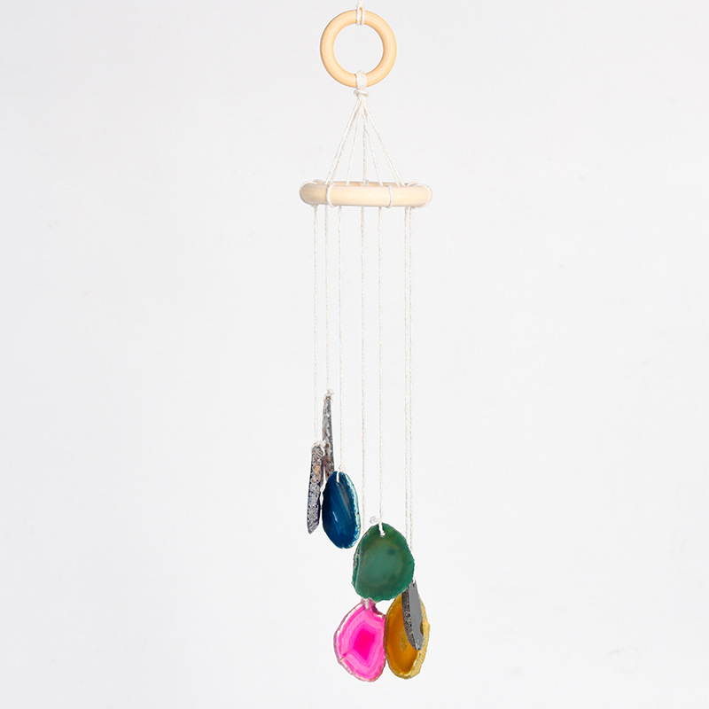 Title 9, Irregular Color Agate Slice Wind Chimes Home De...