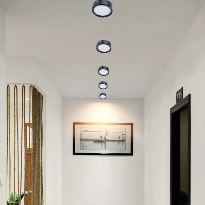 Non Perforated Ceiling Mounted Black Diffuse Hallway Light