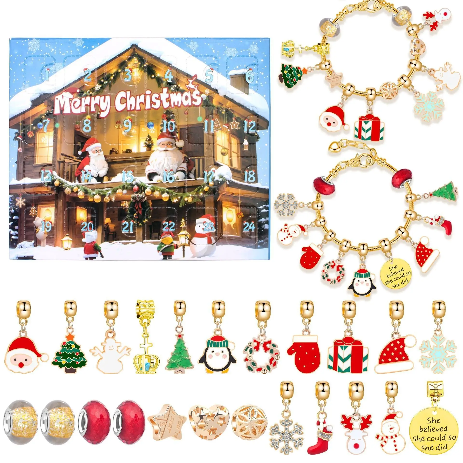 Golden Christmas Children's Bracelet DIY Jewelry