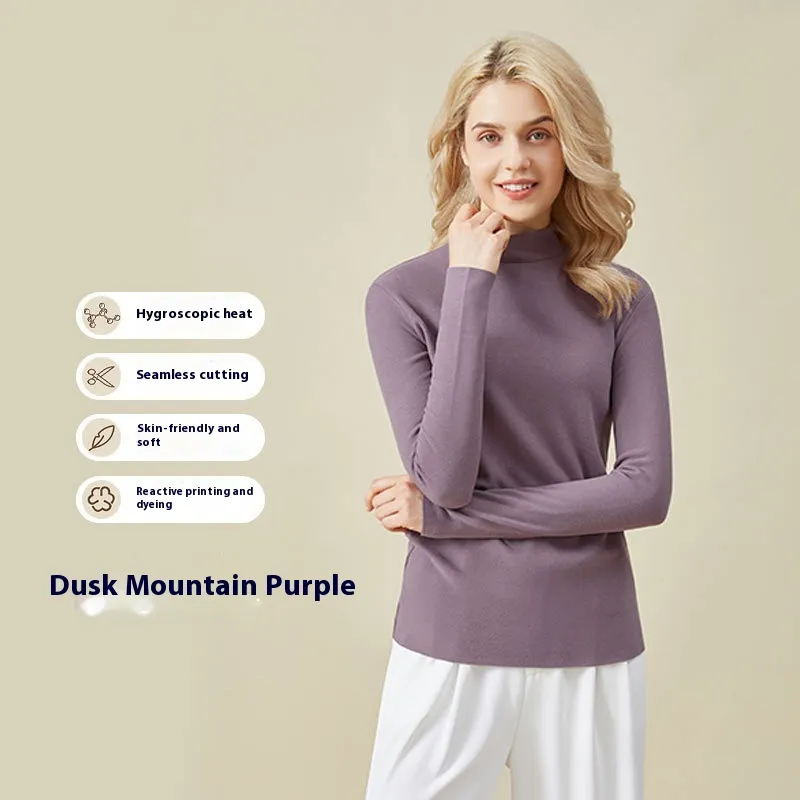 Hyaluronic Acid Half Collar Top Heating Inner Long-sleeved Shirt - Purple
