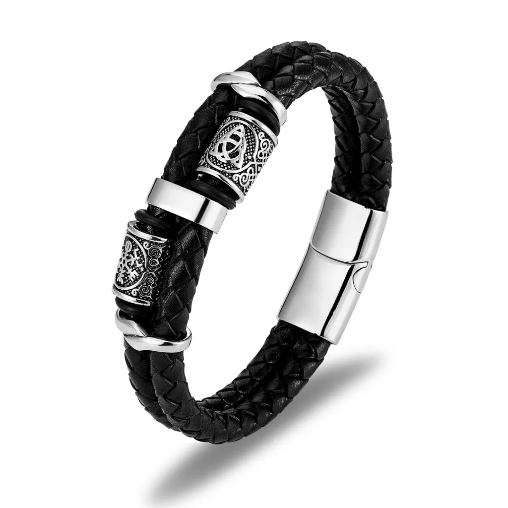 Men's Multi-layer Leather Woven Bracelet - Black