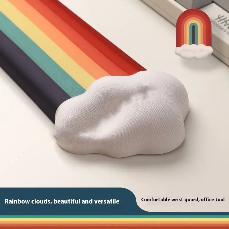 Cloud Rainbow Silica Gel Wrister Mouse Pad Keyboard Support Slippery Washable